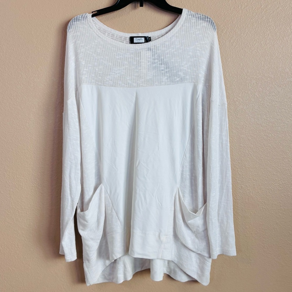 Sympli New Size 14 White Put It In Your‎ Pocket Sweater Jersey Long Sleeve Top